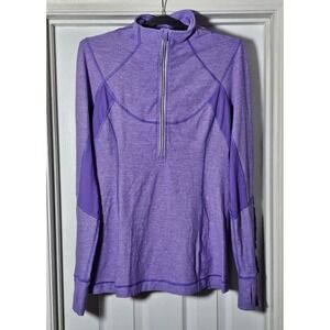 Lululemon Heathered Purple Quarter Zip‎ Pullover Running Jacket Sz 10 Reflective